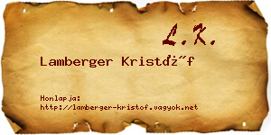 Lamberger Kristóf névjegykártya